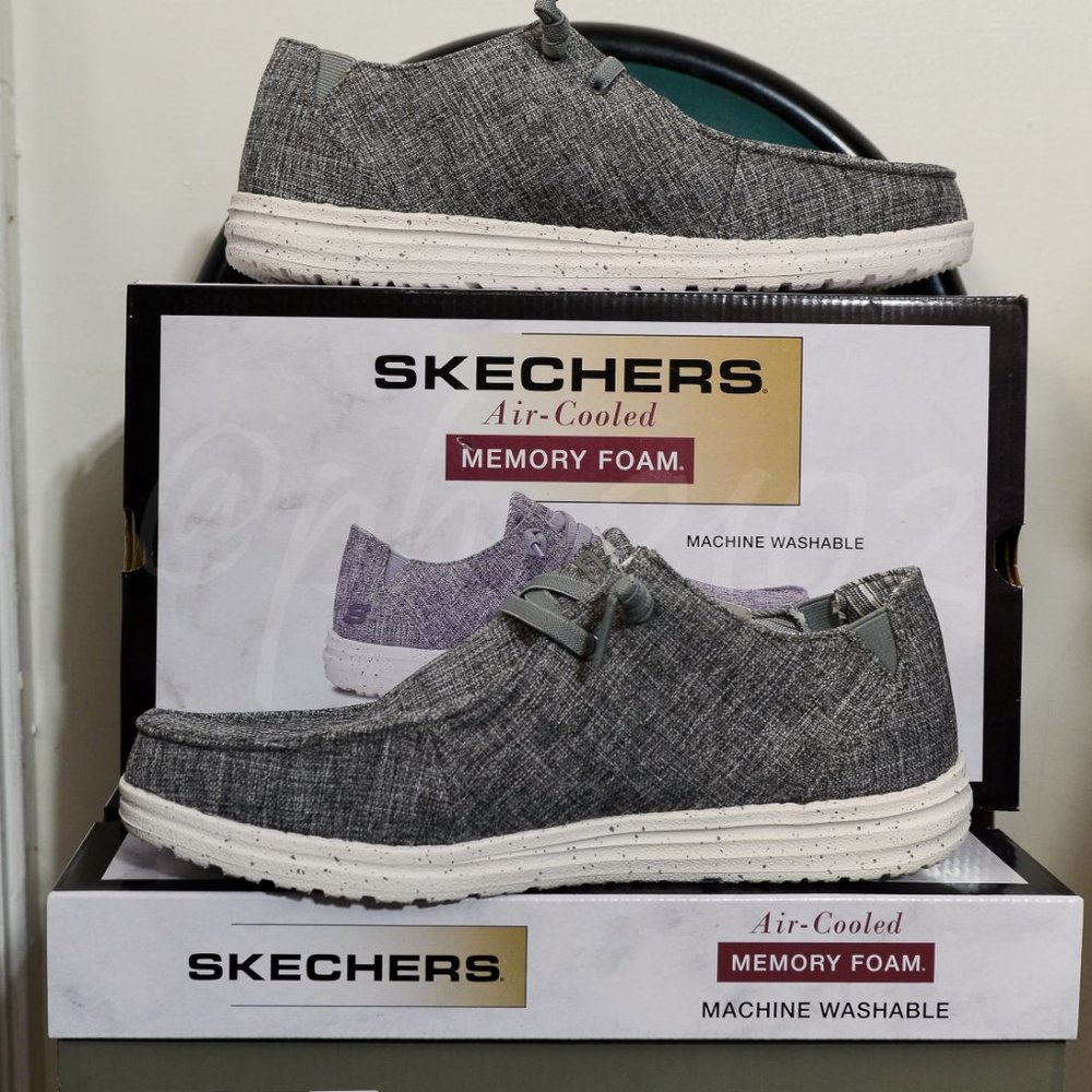 Skechers men slip-on Canvas shoes gray - Picture 2 of 10